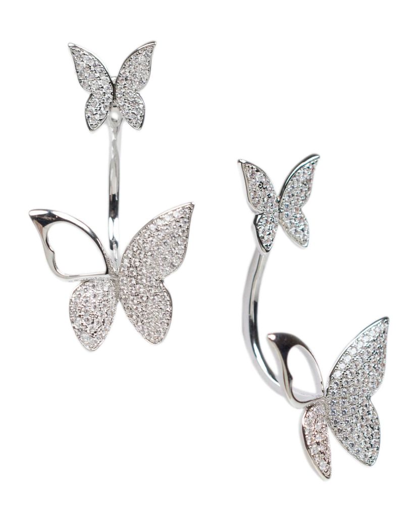 Butterfly CZ Jacket Earrings