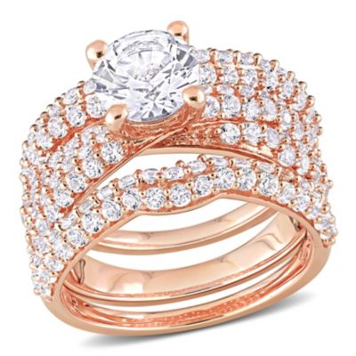 Belk & Co Lab Created White Sapphire Bridal Ring Set, Pink, 5