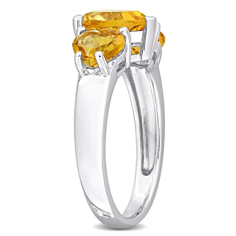 Citrine 3-Stone Heart Ring in Sterling Silver
