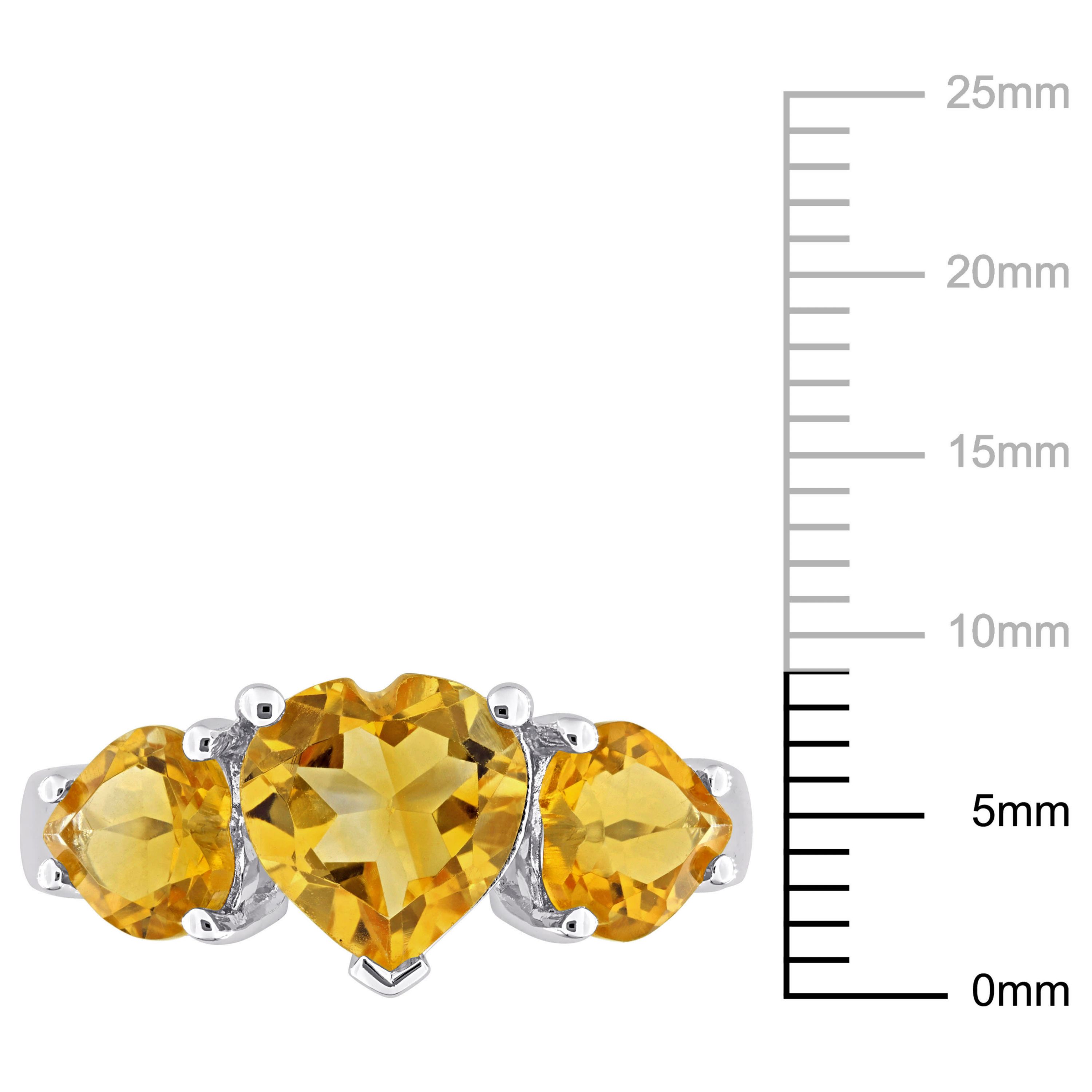 Citrine 3-Stone Heart Ring in Sterling Silver