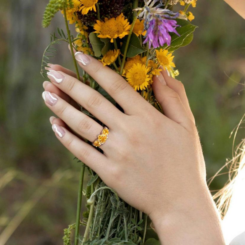 Citrine 3-Stone Heart Ring in Sterling Silver