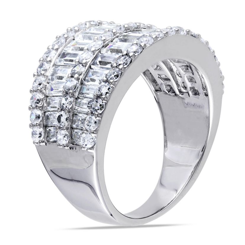 Lab Created Cubic Zirconia Double Row Ring in Sterling Silver