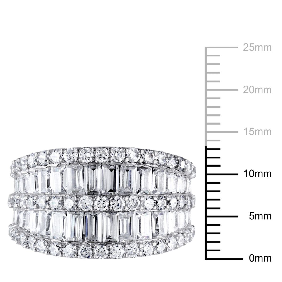 Lab Created Cubic Zirconia Double Row Ring in Sterling Silver