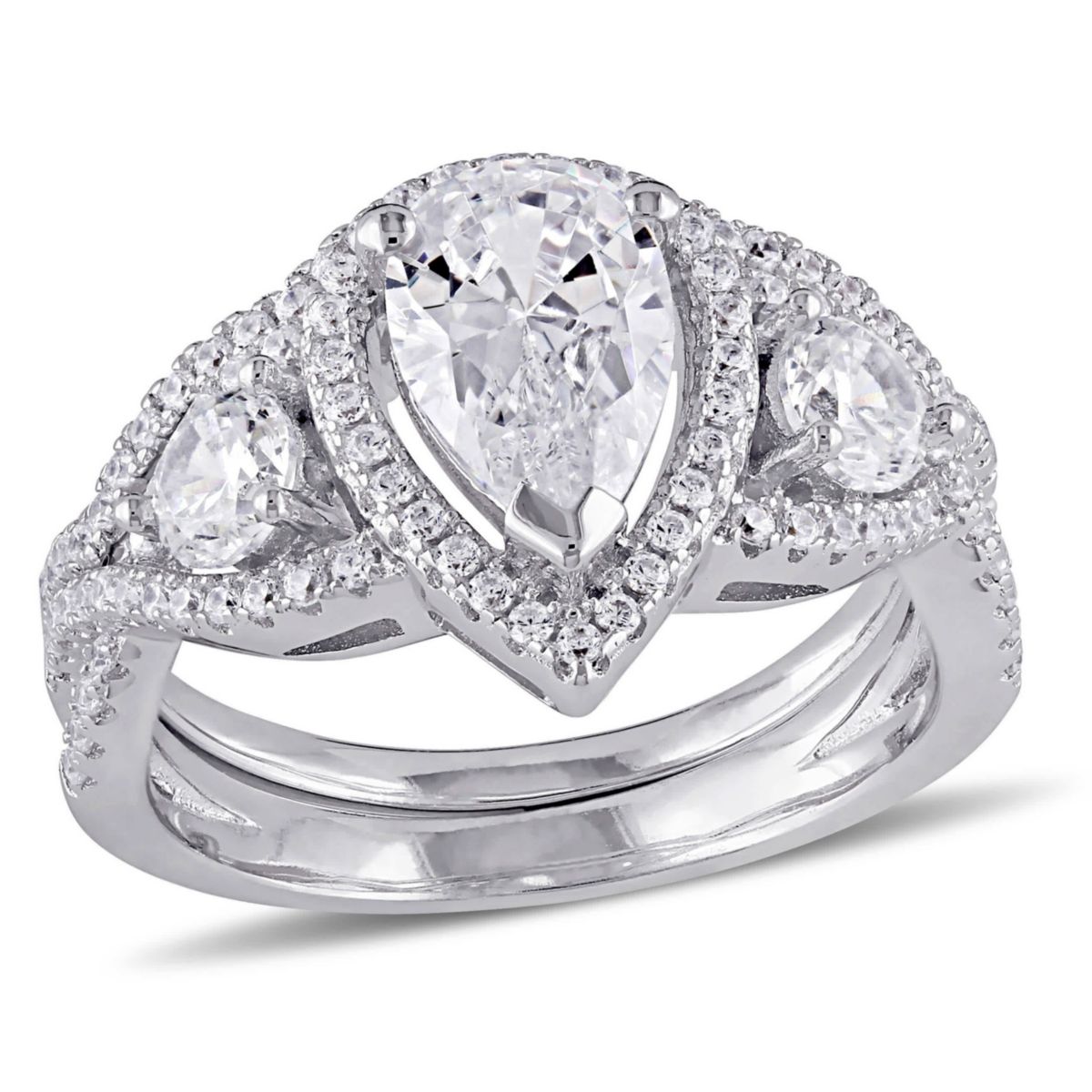 Lab Created Cubic Zirconia Bridal Ring Set in Sterling Silver