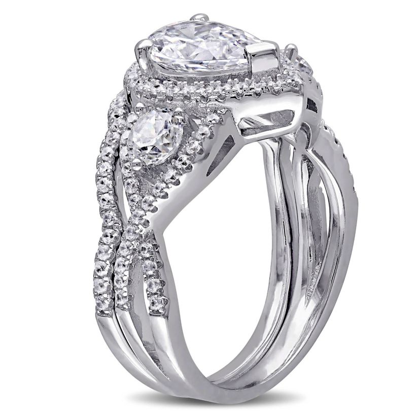 Lab Created Cubic Zirconia Bridal Ring Set in Sterling Silver