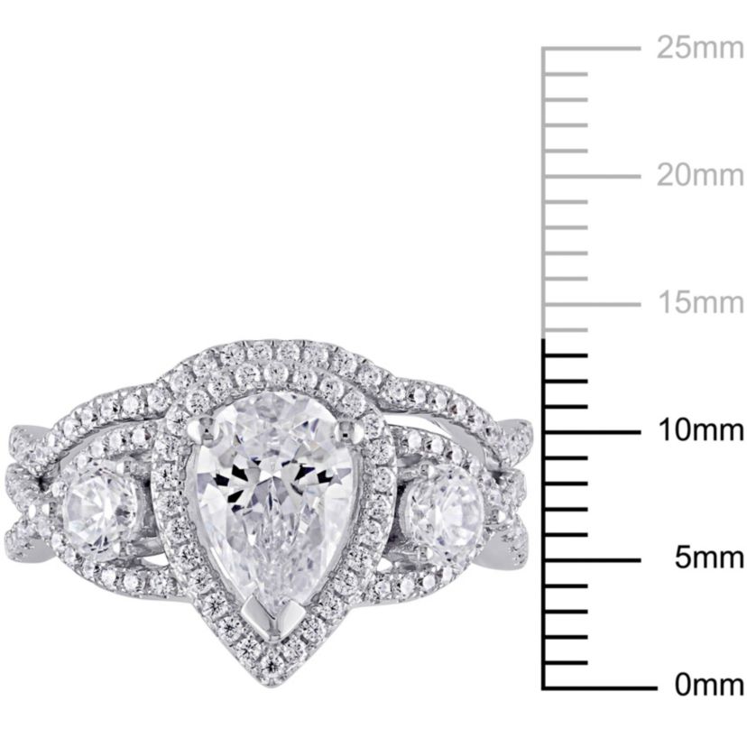 Lab Created Cubic Zirconia Bridal Ring Set in Sterling Silver