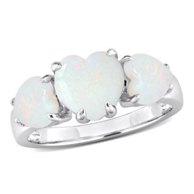 Belk & Co Opal 3-Stone Heart Ring in Sterling Silver