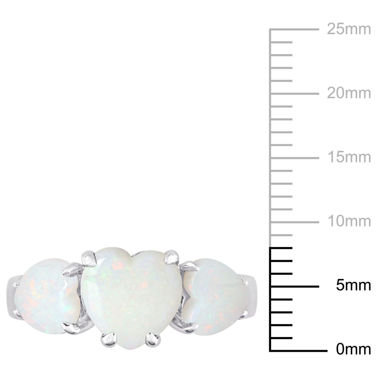 Opal 3-Stone Heart Ring in Sterling Silver