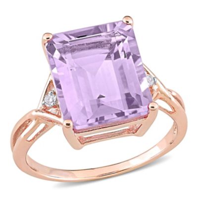 Belk & Co Rose de France and White Topaz Cocktail Ring in Rose Plated Sterling Silver, Pink, 7