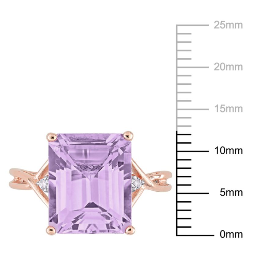 Rose de France and White Topaz Cocktail Ring in Rose Plated Sterling Silver