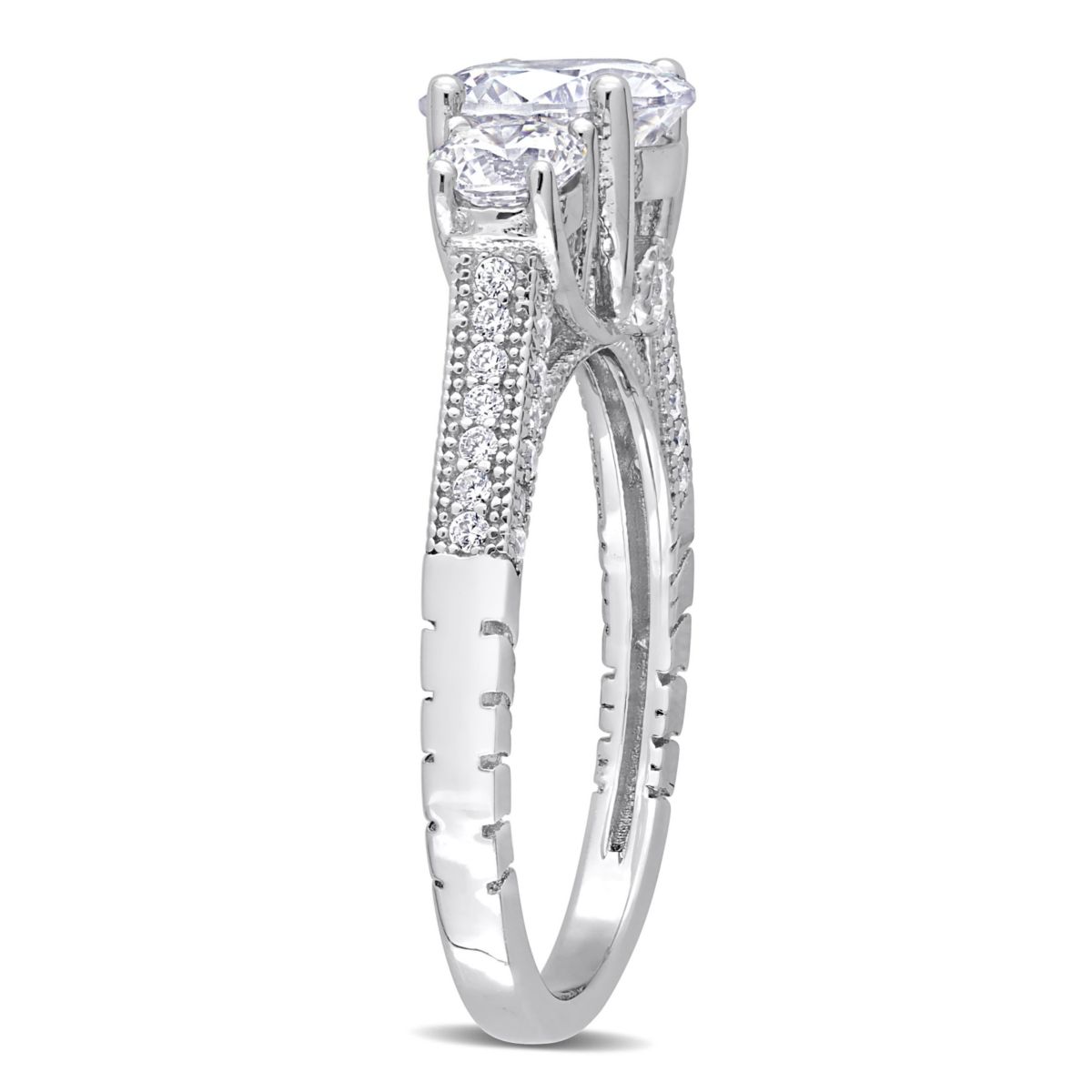 Lab Created Cubic Zirconia 3-Stone Engagement Ring in Sterling Silver