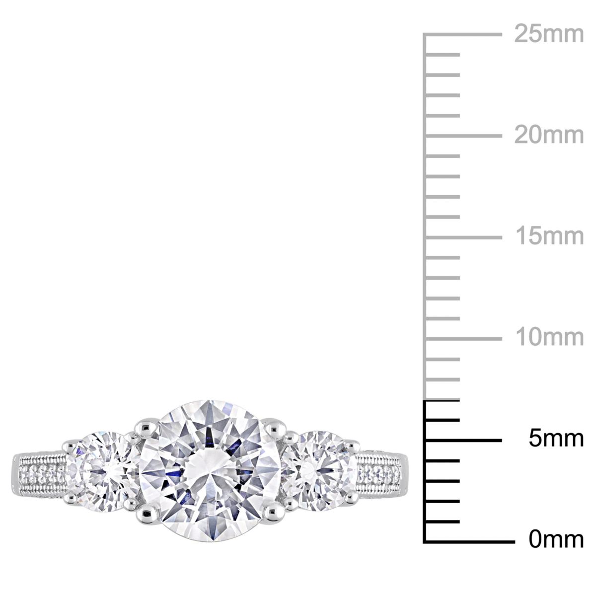 Lab Created Cubic Zirconia 3-Stone Engagement Ring in Sterling Silver