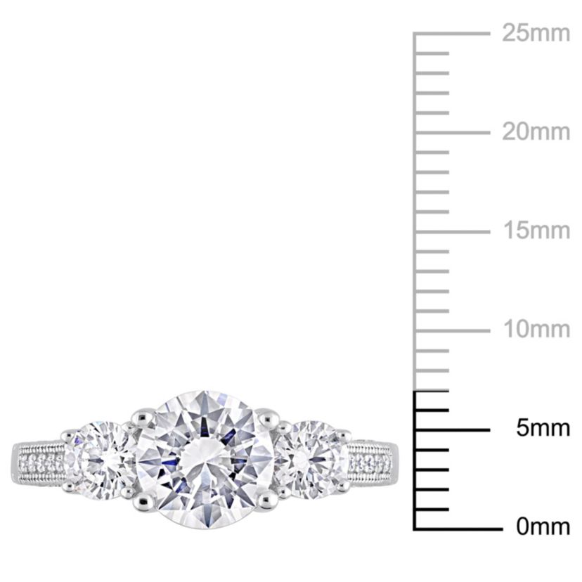 Lab Created Cubic Zirconia 3-Stone Engagement Ring in Sterling Silver