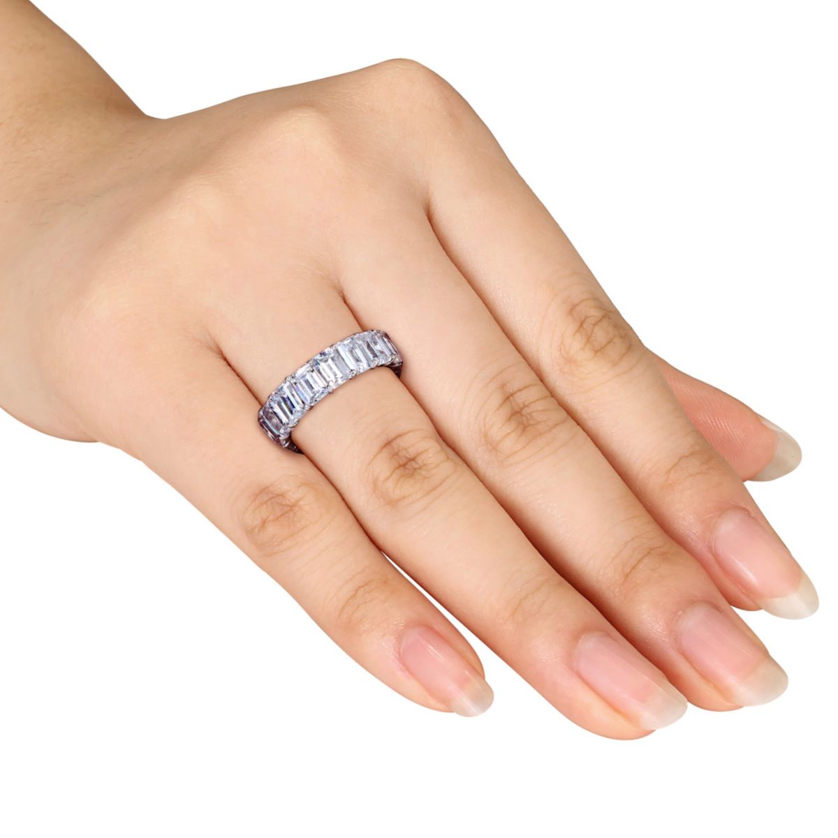 Lab Created Cubic Zirconia Eternity Ring in Sterling Silver