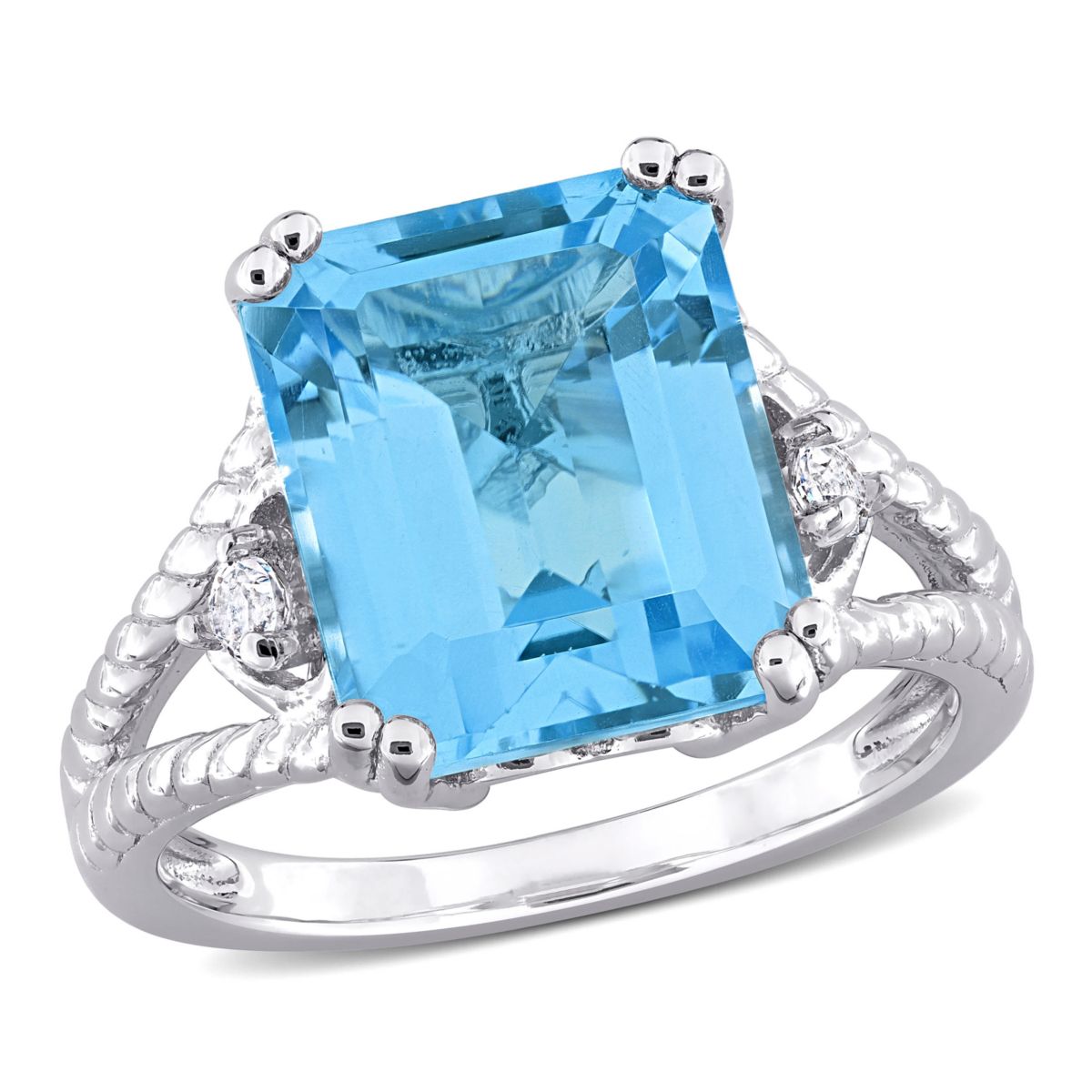 Sky Blue and White Topaz Cocktail Ring in Sterling Silver