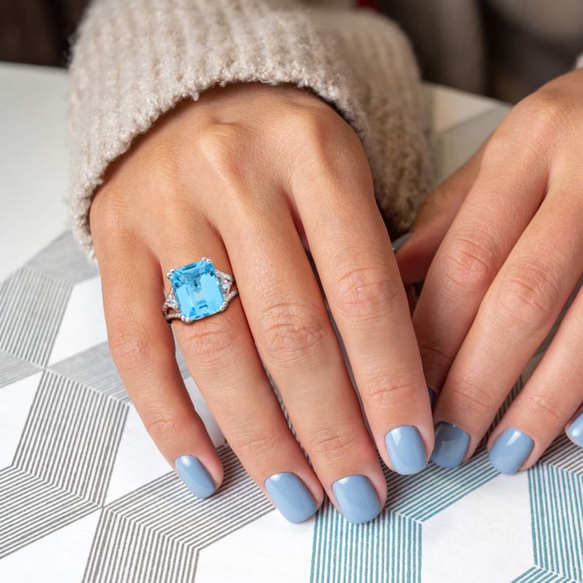 Sky Blue and White Topaz Cocktail Ring in Sterling Silver