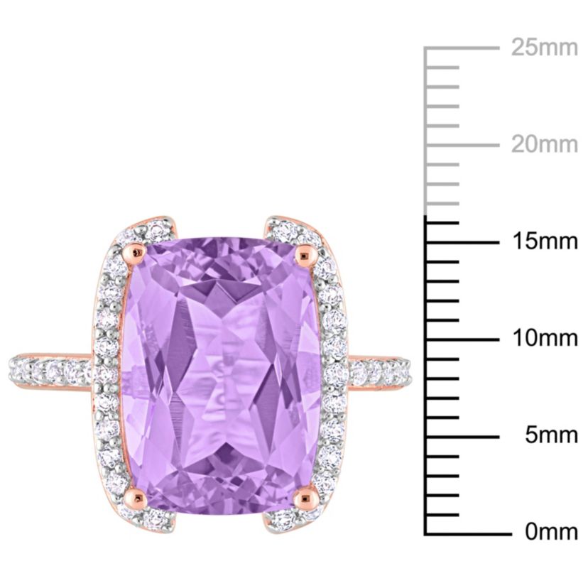 Rose de France and White Topaz Cocktail Ring in Rose Plated Sterling Silver