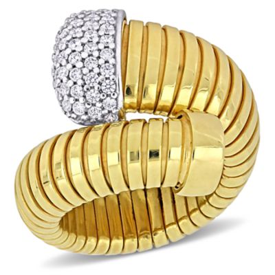 Haylee Jewels Cubic Zirconia Omega Snake Wrap Ring in Two-Tone Silver