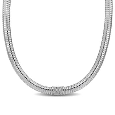 Haylee Jewels Cubic Zirconia Bombe Omega Necklace