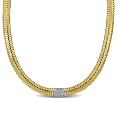 Haylee Jewels Cubic Zirconia Bombe Omega Necklace