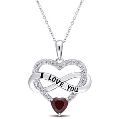Haylee Jewels Cubic Zirconia Heart & Infinity Pendant with Chain in Sterling Silver, Purple