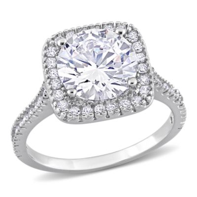 Haylee Jewels Cubic Zirconia Halo Engagement Ring in Sterling Silver