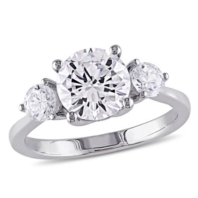 Haylee Jewels Cubic Zirconia 3-Stone Engagement Ring in Sterling Silver