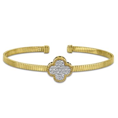 Haylee Jewels Cubic Zirconia Quatrfoil Open Bangle