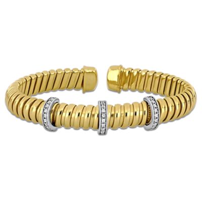 Haylee Jewels Cubic Zirconia Open Omega Bangle, Yellow
