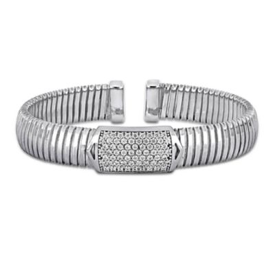Haylee Jewels Cubic Zirconia Omega Stretch Bangle