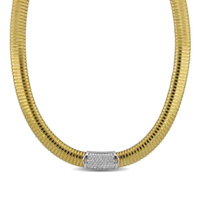 Haylee Jewels Cubic Zirconia Cluster Omega Necklace