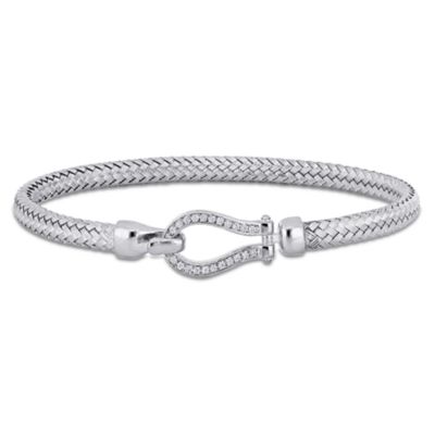 Haylee Jewels Cubic Zirconia Weave Bangle