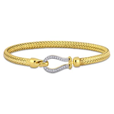 Haylee Jewels Cubic Zirconia Weave Bangle, Yellow