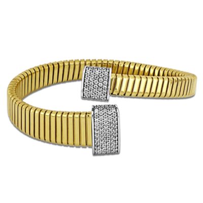 Haylee Jewels Cubic Zirconia Bypass Omega Stretch Bangle