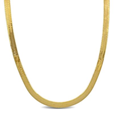 Haylee Jewels 5.3mm Herringbone Chain Necklace in Yellow Plated Sterling Silver