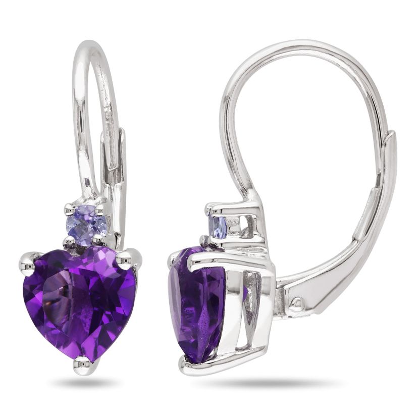African-Amethyst and Tanzanite Earrings in Sterling Silver