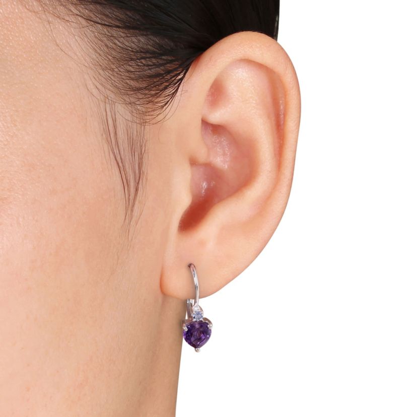 African-Amethyst and Tanzanite Earrings in Sterling Silver