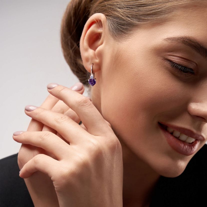 African-Amethyst and Tanzanite Earrings in Sterling Silver