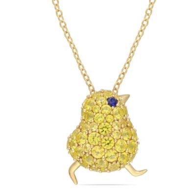 Belk & Co Lab Created Blue and Yellow Sapphire Chick Necklace in Yellow Plated Sterling Silver