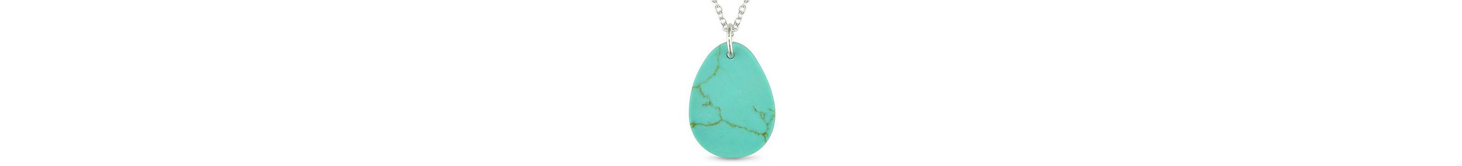 Pear Shaped Turquoise Pendant with Chain in Sterling Silver