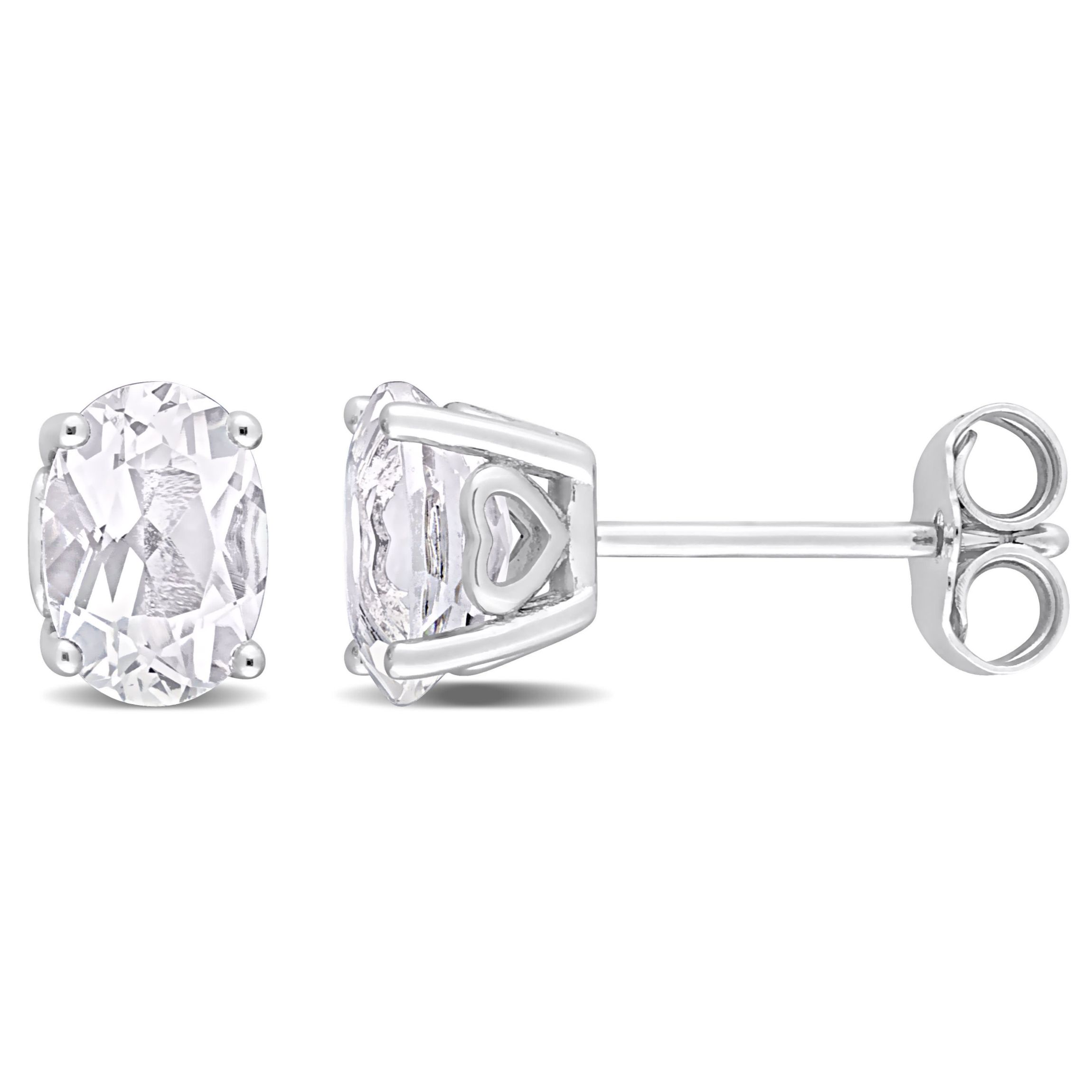 White Topaz Stud Earrings in Sterling Silver