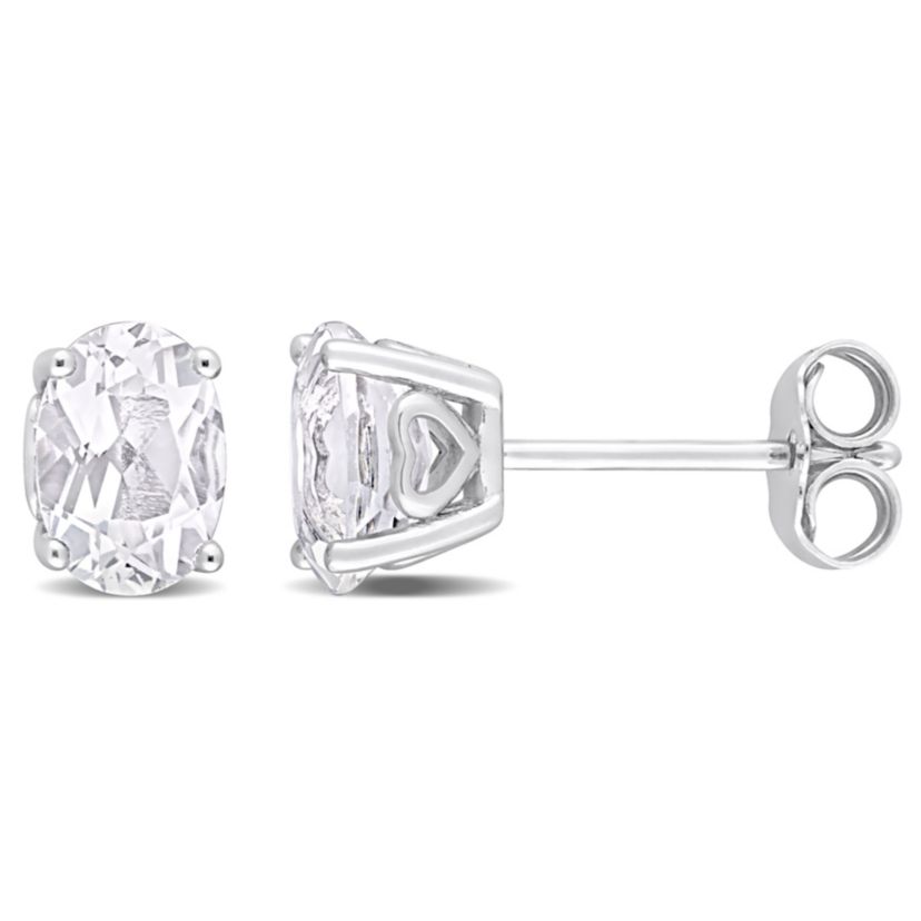 White Topaz Stud Earrings in Sterling Silver
