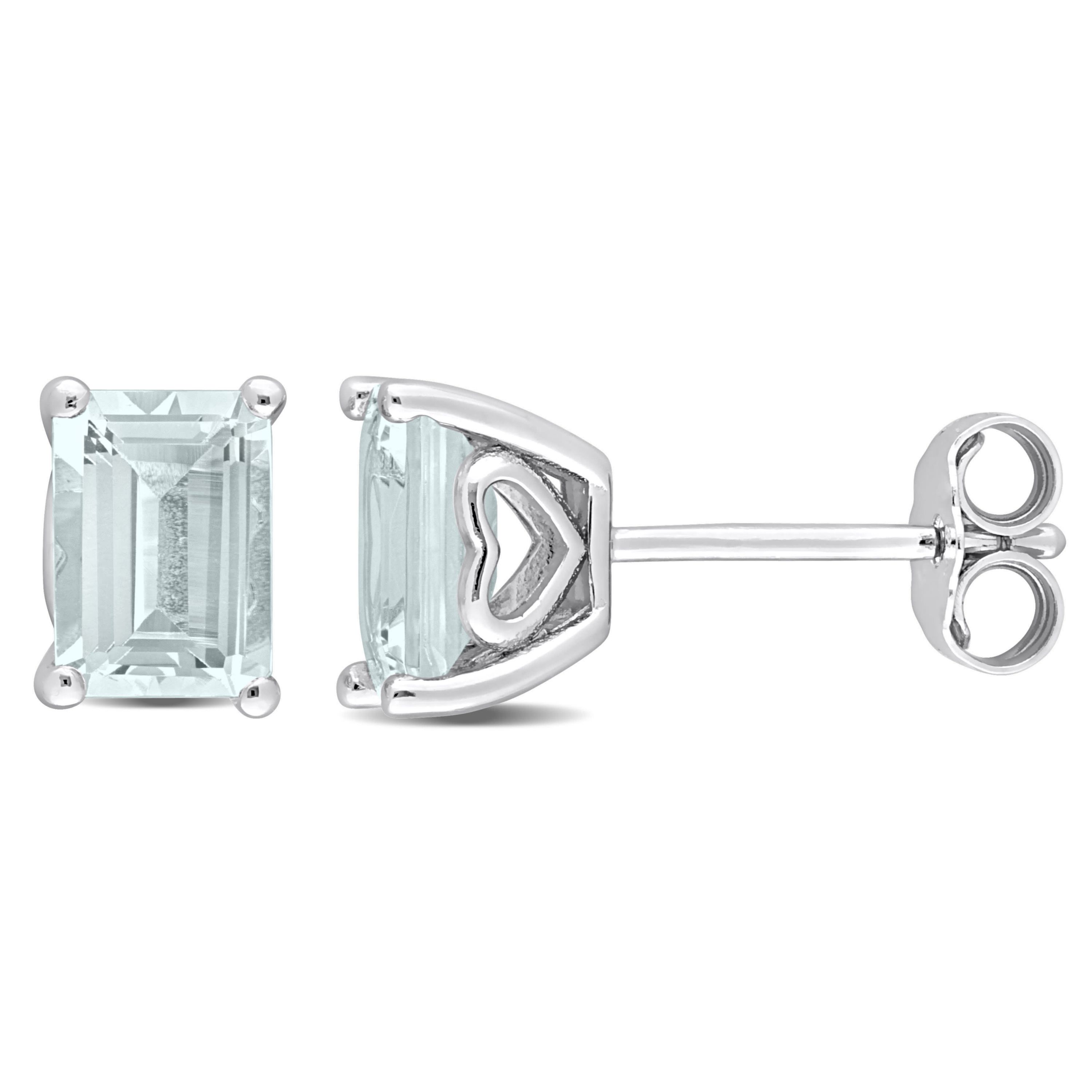 Aquamarine Stud Earrings in Sterling Silver