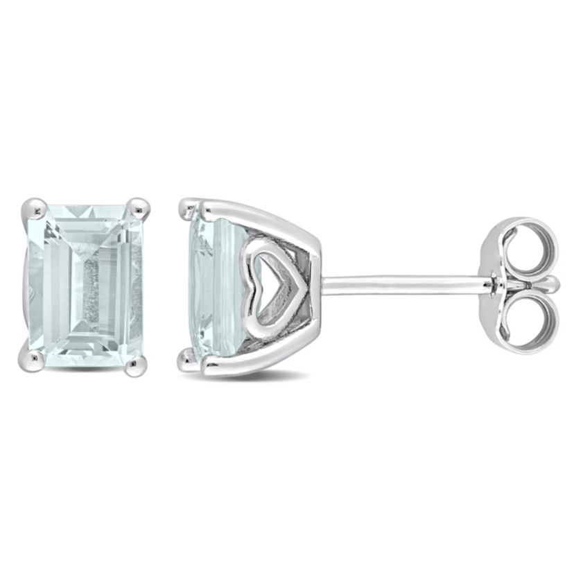 Aquamarine Stud Earrings in Sterling Silver