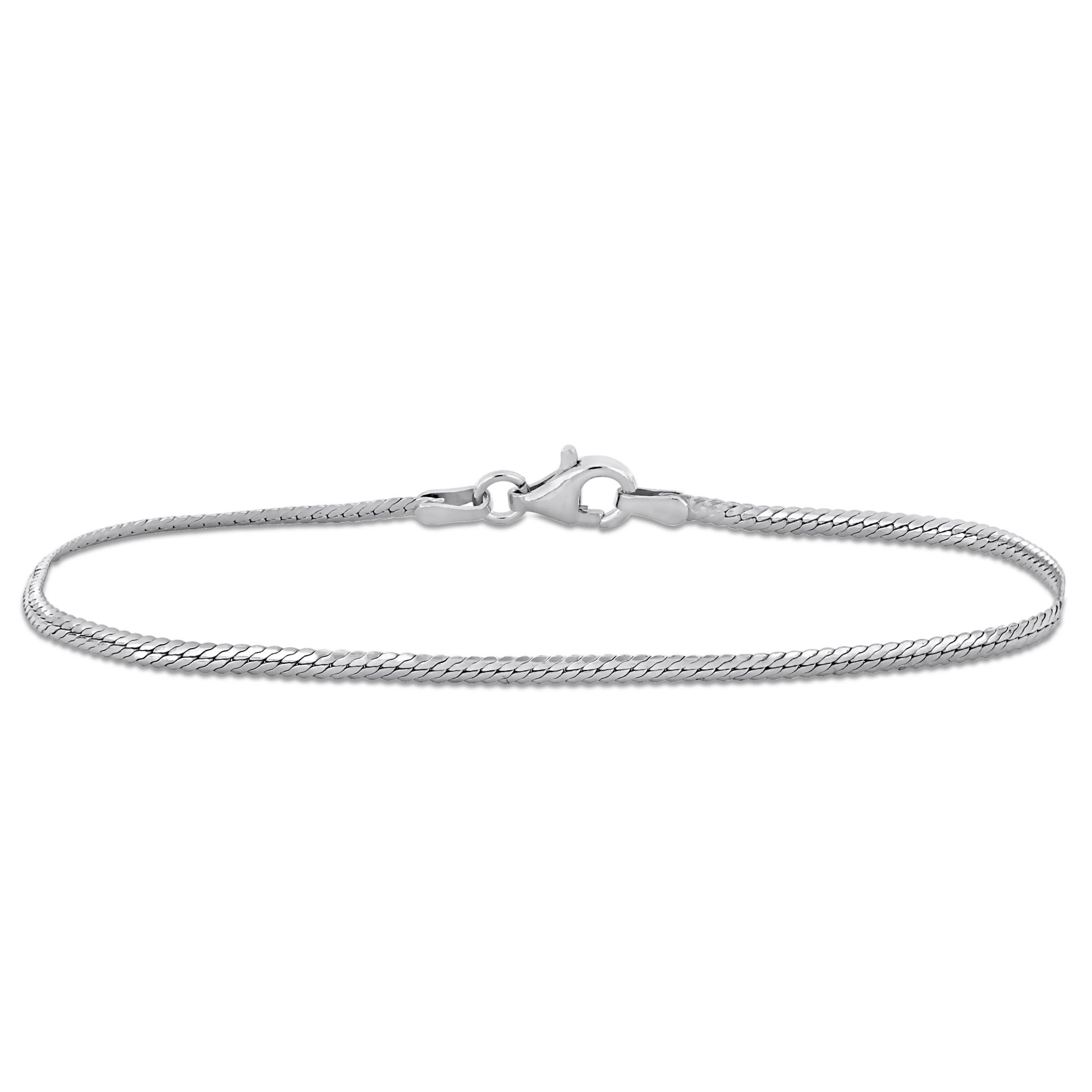 2mm Herringbone Chain Anklet in Sterling Silver