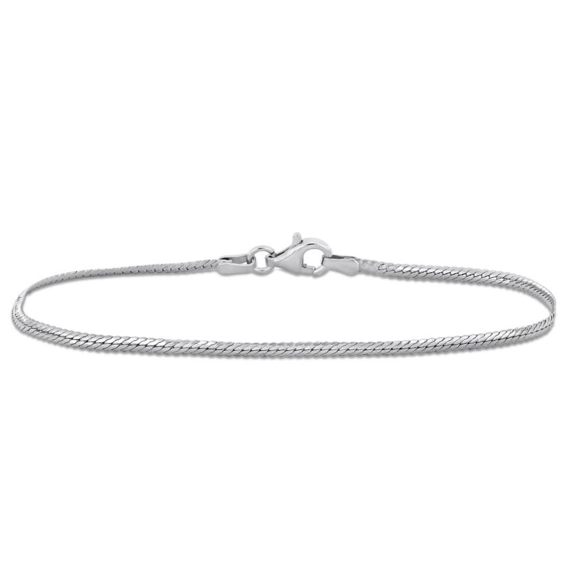 2mm Herringbone Chain Anklet in Sterling Silver