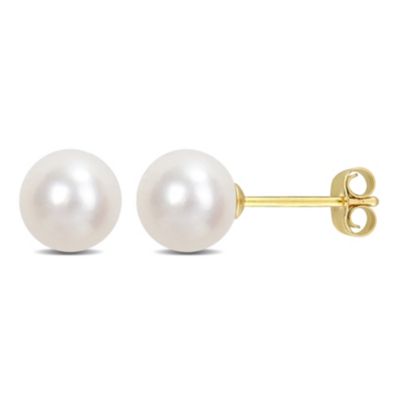 Belk & Co 6-6.5mm Freshwater Cultured Pearl Stud Earrings in 14K Yellow Gold