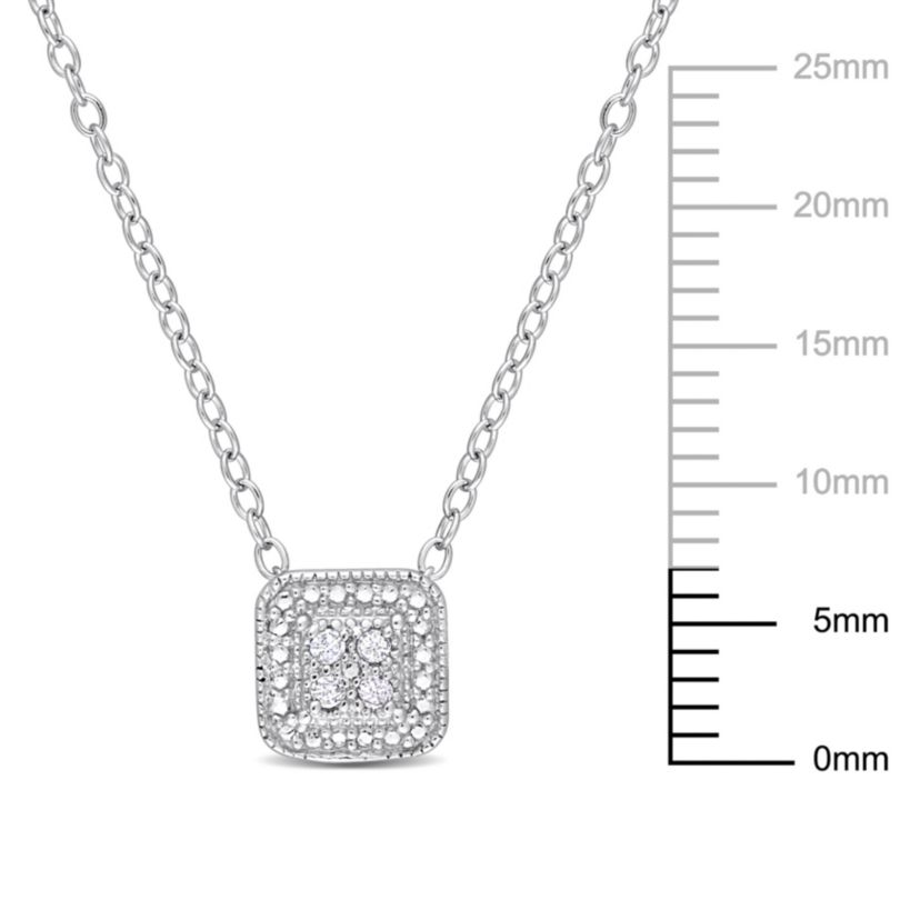 Diamond Accent Solitaire Pendant with Chain in Sterling Silver