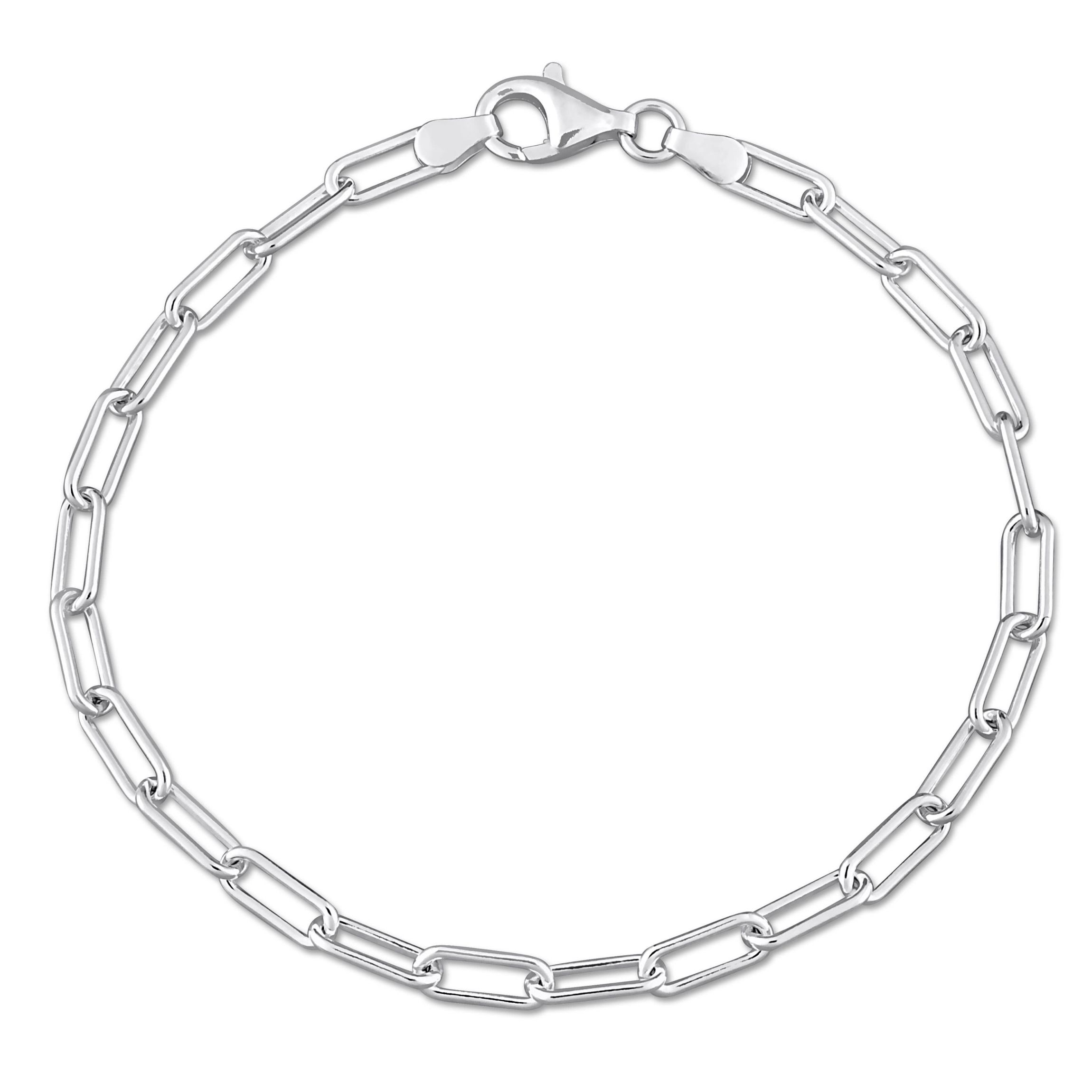 3.5mm Polished Paperclip Chain Anklet in Sterling Silver