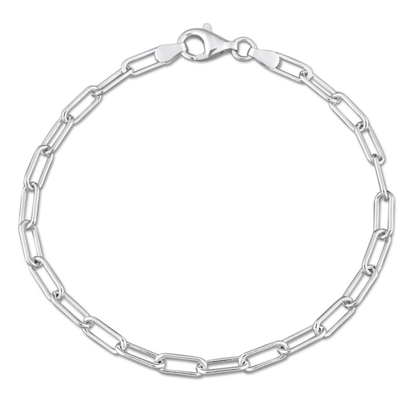 3.5mm Polished Paperclip Chain Anklet in Sterling Silver